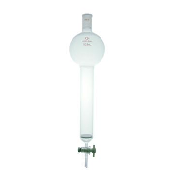Columns, Chromatography, Standard Taper Joints, PTFE Stopcock, Reservoirs 500 mL, with Fritted Discs