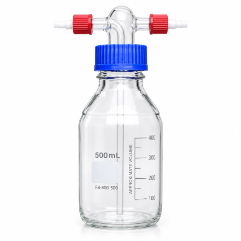 Glass Buffer Bottle Flow Liquid Inlet and Outlet Bottle L45 Thread Transfer Bottle