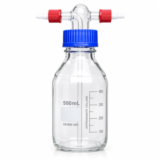 Glass Buffer Bottle Flow Liquid Inlet and Outlet Bottle L45 Thread Transfer Bottle