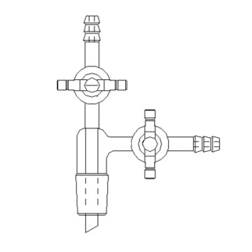 Adapters, Three-Way, Glass Stopcock, with Inlet Tube