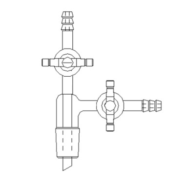 Adapters, Three-Way, Glass Stopcock, with Inlet Tube