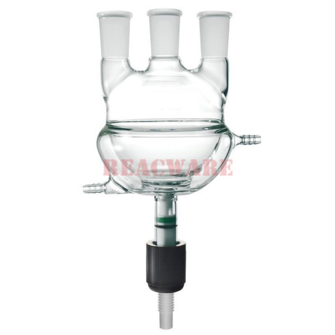 Three-Neck Round-Bottom Flask, Drain Valves, Half Jacketed