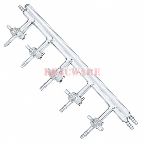 Manifold, Vacuum/Inert Gas, Solid Glass Stopcock with Spring