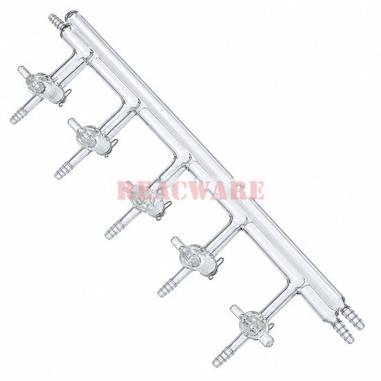 Manifold, Vacuum/Inert Gas, Solid Glass Stopcock with Spring