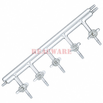Manifold, Vacuum/Inert Gas, High-Vacuum Hollow Glass Stopcocks