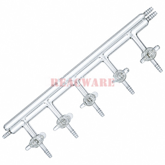 Manifold, Vacuum/Inert Gas, High-Vacuum Hollow Glass Stopcocks