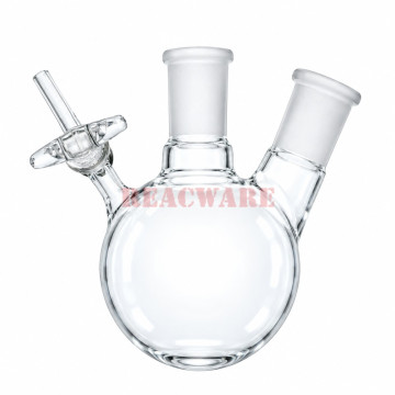 Reaction Flask, Round-Bottom, Glass Stopcock, Two-Neck