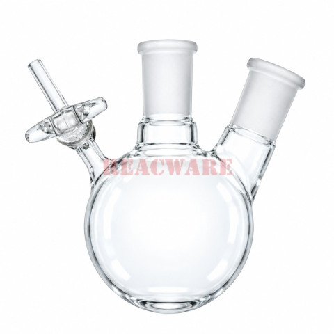 Reaction Flask, Round-Bottom, Glass Stopcock, Two-Neck
