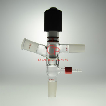 Improved Glass Vacuum Cut Off Adapter with Joints 24/40 and GL14, 75°