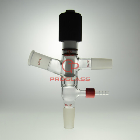 Improved Glass Vacuum Cut Off Adapter with Joints 24/40 and GL14, 75°